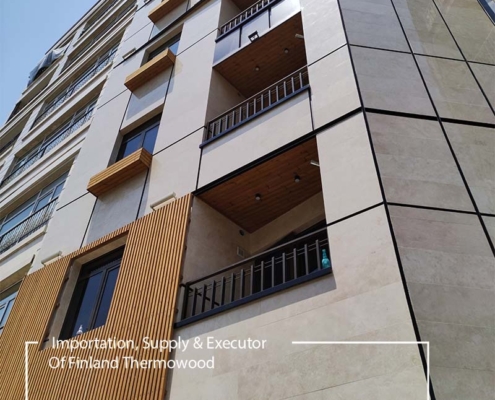 ترموود چوب ترمووود ترمو ترمو وود چوب نما ساختمان thermowood ترمو فنلاندی